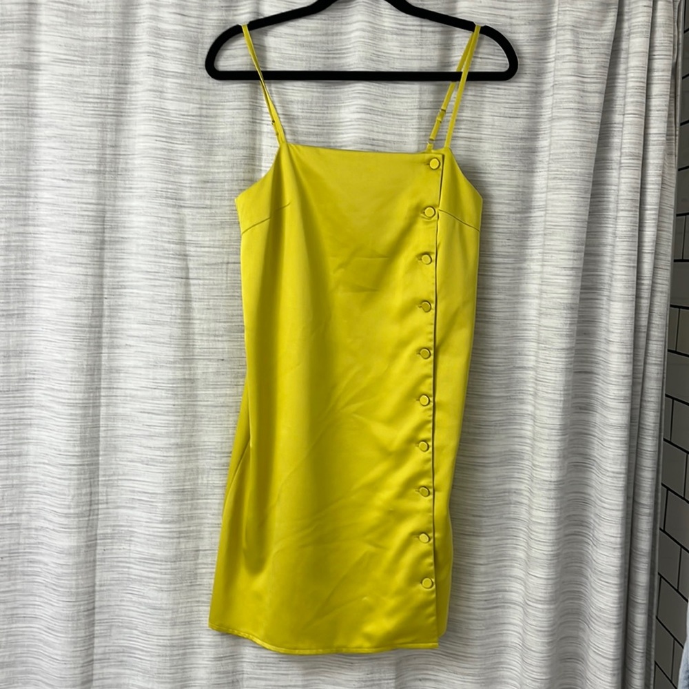 Neon Fashion Union satin mini dress with adjustable spaghetti straps